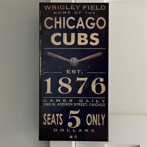 Chicago Cubs Wrigley Field Canvas Art Decor Print Vintage Look 20” x 9.5”
